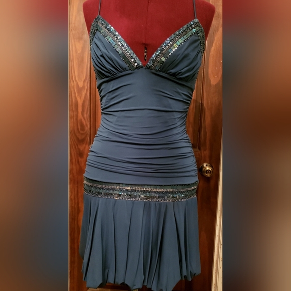 Robe Cocktail BCBG Max Azria Taille S - Maille Mélangée Acétate, Couleur Dark Teal, Neuve